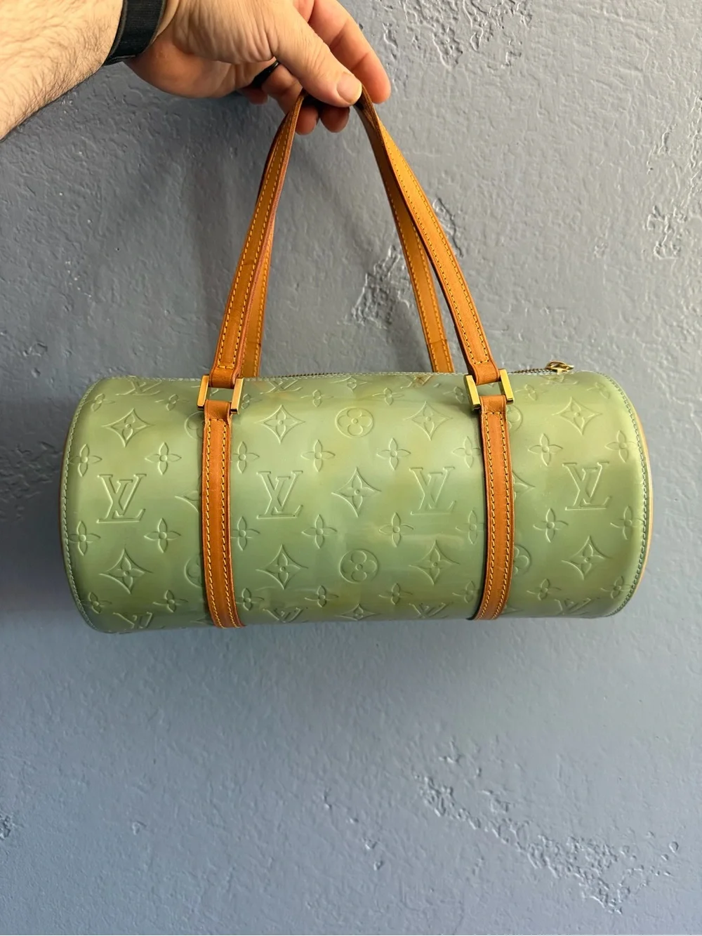 Louis Vuitton Vernis Bedford Pistachio Green Patent Leather Bag Authentic